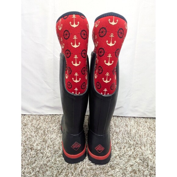 The Original Muck Boot Company Tall Chore Rain Boots Size 7 Navy Red Nautical - Picture 8 of 12